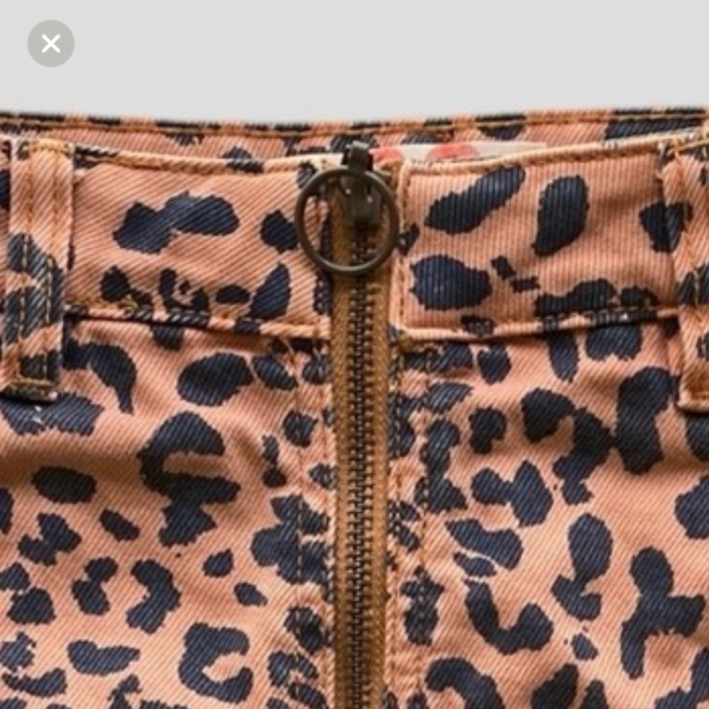 Free People We The Free Denim Skirt Zip It Up O-Ring Leopard Print Women’s 28 - Picture 10 of 11